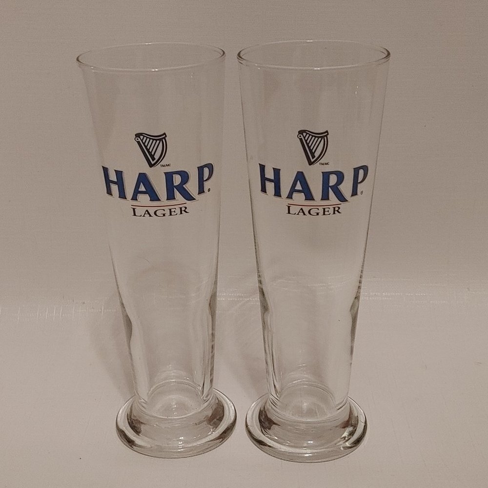 HARP Lager Glasses PAIR 8" Tall Beer Glass
